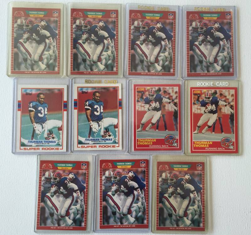 lot 1048 image: Thurman Thomas NFL Hall of Famer (11) Card Rookie Lot - Rare Hall of Famer Rookie Investment Lot - Includes 1989 Score