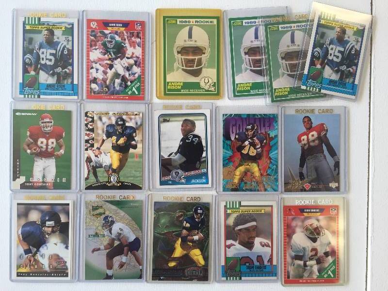 lot 1049 image: Incredible NFL Superstar Rookie Lot of (16) Including Bo Jackson, Tony Gonzalez, Deion Sanders  A Must Have Investment Lot