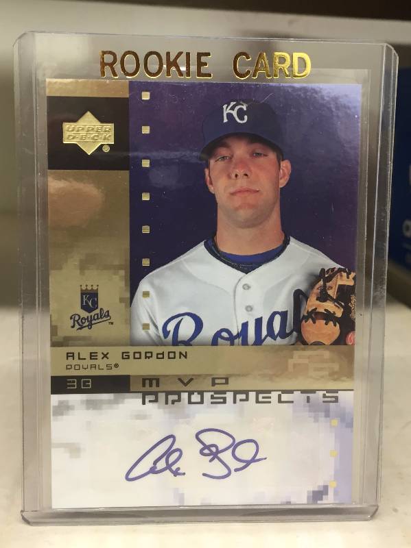lot 1051 image: Alex Gordon Authentic Autographed Rookie Card - 2007 Upper Deck Certified Autographed Rookie Card