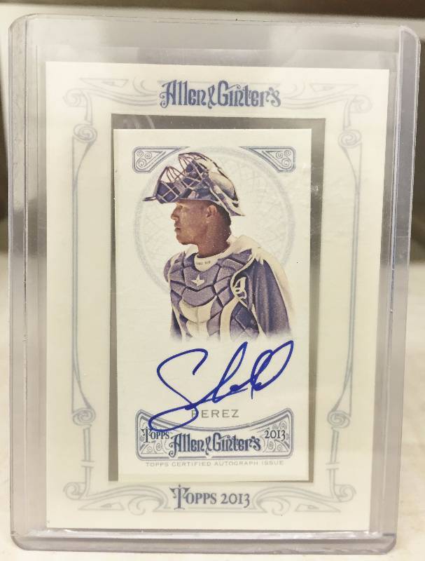 lot 1052 image: Salvador Perez Certified Authentic Autographed 2013 Topps Allen & Ginters Limited Edt. Framed Enclosed Insert Card