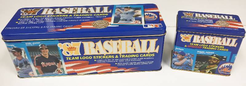 lot 1068 image: 1987 Fleer Baseball Factory Sealed Complete Set  Bonus TradedUpdate Set - Both in Rare Collectors Commemorative Tins Rare
