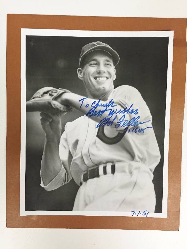 lot 1069 image: Bob Feller Legendary Hall of Fame Pitcher Authentic Autographed 8 x 10 Photo w Certificate of Authenticity