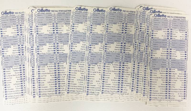 lot 1071 image: Very Rare Lot of (20) 1982 MLB All Star Ballots - Mint Condition - Unused - Rare Find of MLB History