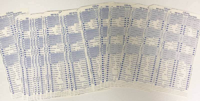 lot 1073 image: Very Rare Lot of (25) 1979 MLB All Star Ballots - Mint Condition - Unused - Rare Find of MLB History