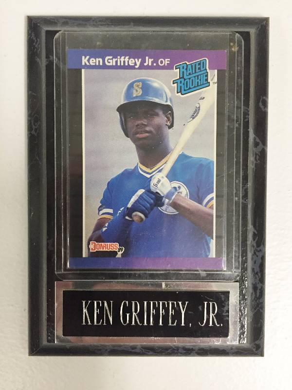 lot 1074 image: Ken Griffey Jr. 1989 Donruss Rookie Card Plaque - Rookie card of the newest Hall of Famer