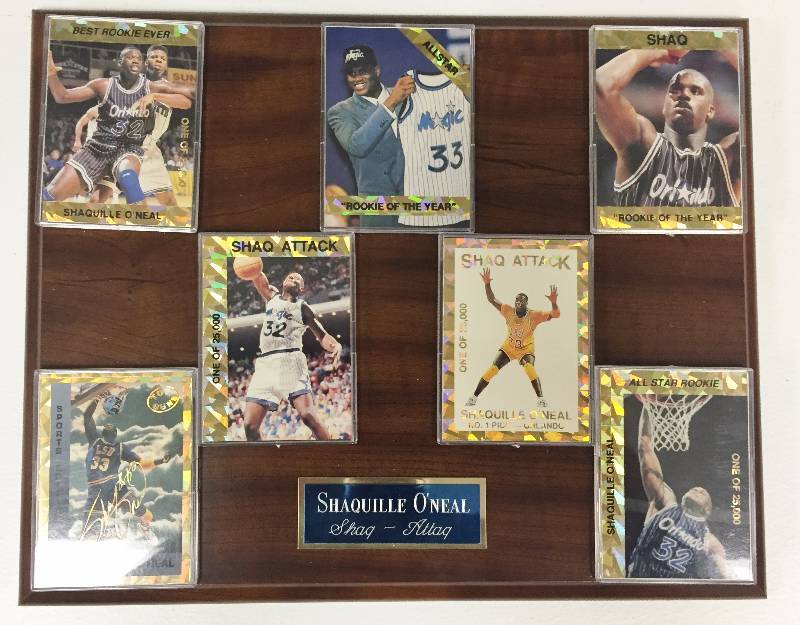 lot 1077 image: Shaquille SHAQ Oneal 11 x 13 12 Seven (7 Rookie) Card Plaque - Limited Edition Cards - Serial #d