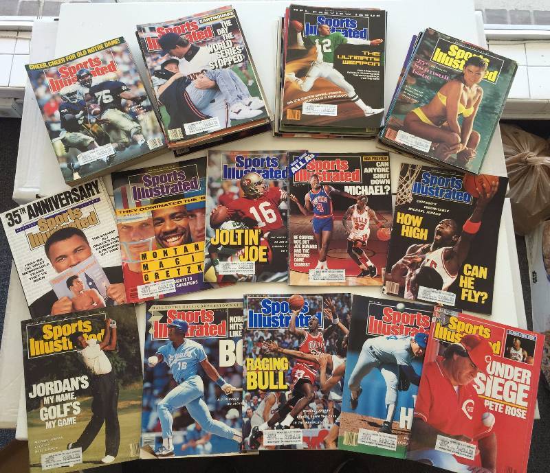 lot 1090 image: 1989 Sports Illustrated Magazine Complete Year. ALL 52 Issues Including Swimsuit. Jordan, Bo Jackson, Ali, Montana 