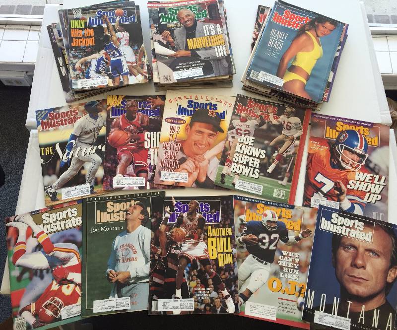 lot 1091 image: 1990 Sports Illustrated Magazine Complete Year. ALL 52 Issues Including Swimsuit. Jordan, Elway, Montana, Griffey Jr., Ted Williams 