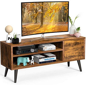 lot 3676 image: APRTS01 - TV Console Table with Storage for TVs Up to 55 , Retro TV Stand for Game Console, Mid-Century Modern TV Stand and Wood Entertainment Center for Living Room and Bedroom