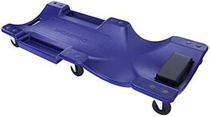 lot 3695 image: WORKPRO 40-Inch Plastic Mechanical Caster, Ergonomic Blow Molded Body with Padded Headrest and Dual Tool Trays, 330-Pound Capacity