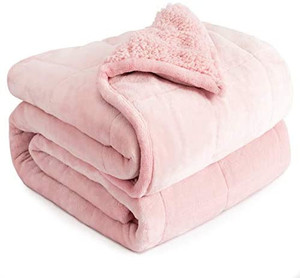 lot 3703 image: Weighted Blanket, Plush Blanket for Sofa Bed, Heavy Blanket with Crystal Beads, Thick Fluffy Bed Blanket with Soft Plush Flannel for All Season Use, 48 in x 72 in, blush pink