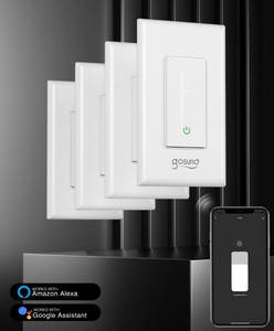 lot 3727 image: gosund Smart Dimmer Switch SW2 4-Pack 0% - 100% Dimmable Range��Voice Control��Timer Schedule&Remote Control��Safety��Note