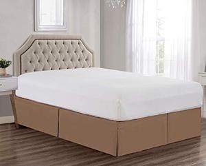 lot 3731 image: Sheets & Beyond Super Soft Solid Brushed Microfiber 14 Pleated Bed SkirtDust Ruffle (Twin Size, Taupe)