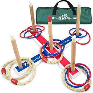 lot 3735 image: Elite Sportz Ring Toss Games for Kids - Indoor Holiday Fun or Outdoor Yard Game for Adults & Family - Easy to Set Up w Compact Carry - Backyard Toys