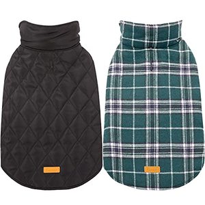lot 3745 image: Kuoser Dog Coats Dog Jackets Waterproof Coats for Dogs Windproof Cold Weather Coats Small Medium Large Dog Clothes Reversible British Plaid Dog Sweaters Pets Apparel Winter Vest for Dog Green 3XL