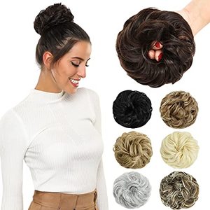 lot 3775 image: ROSEBUD Messy Bun Hair Pieces For Women Hair Bun Extension Updo Curly Messy Bun Scrunchie
