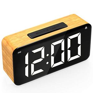 lot 3782 image: Digital Alarm Clock, 6���� LED Screen Display, Wood Grain, 6 Brightness, Snooze, 1224H, Easy Digital Clock with Adapter for Kids and Adults, Alarm Clocks for Bedrooms, Office, Desk