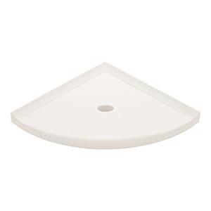 lot 3789 image: Questech 10 inch Corner Bathroom Shelf - Polished White Wall Mounted Shower Storage Metro Lugged for New Construction