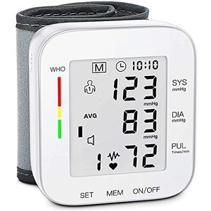 lot 3793 image: MMIZOO Blood Pressure Monitor Large LCD Display & Adjustable Wrist Cuff 5.31-7.68 inch Automatic 90x2 Reading Memory for Home Use (CK-102S)