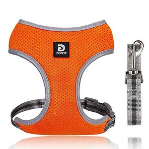 lot 3801 image: Puppy Harness and Leash Set - Dog Vest Harness for Small Dogs Medium Dogs- Adjustable Reflective Step in Harness for Dogs - Soft Mesh Comfort Fit No Pull No Choke (S, Orange)