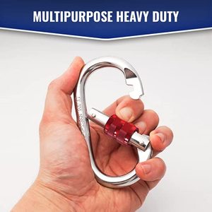 lot 3804 image: XTEK CLIMBING Carabiner UIAA Certified 25 kN 5620 LB �� Oval Locking Steel Carabiner Clip, Heavy Duty Carabiners for Climbing, Hammocks, Camping