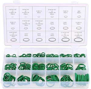 lot 3809 image: Glarks 18 sizes 270pcs rubber o-ring auto vehicle repair air conditioning compressor seals assortment kit (green)