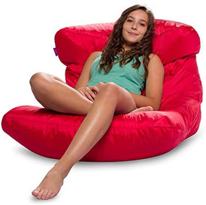 lot 3810 image: Posh Creations Laguna Lounger for Teens, Kids and Adults for Dorm Rooms, Large Pouf, Soft Nylon, Fuchsia