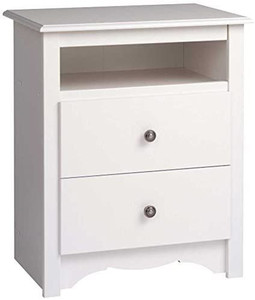 lot 5145 image: Prepac Monterey White 2-Drawer Tall Night Stand