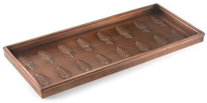 lot 5153 image: Good Directions Pine Cones Multi-Purpose Boot Tray  Shoe Tray - Copper Finish (34 inch) - Plants, Pet Bowl, Garage, Entryway, Entrance, Foyer
