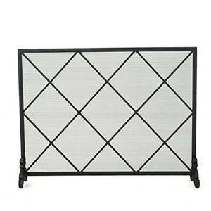 lot 5166 image: Christopher Knight Home Howell Single Panel Iron Fireplace Screen, Black