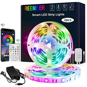 lot 5182 image: Led Strip Lights, Reemeer Led Lights Strip 16.4ft, App Controlled and Remote, Led Lights for Bedroom, Kitchen, Party