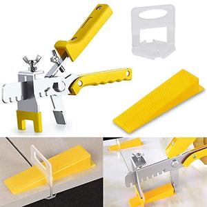 lot 5191 image: Tile Leveling System with Tile Plier - 300-Piece Tile Spacers Clips and 100-Piece Reusable Wedges - Tile Tools Set for Stone Installation (116 Inch Tile Spacers)