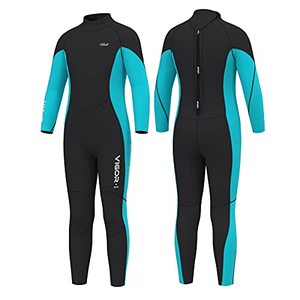 lot 5195 image: Hevto Wetsuits Kids 3mm Neoprene Full Suit Surfing Swimsuit Swimming Thermal Toddler Children Boy Youth Girl for Cold Water Sports (KL1-Blue1, 10)