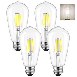 lot 5206 image: ST58 Vintage Edison LED Bulb 60 Watt Equivalent, 4000K Daylight White, Kohree 6W E26 Dimmable LED Filament Light Bulb for Restaurant, Home, Reading Room, 4 Pack