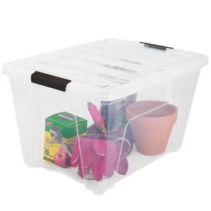 lot 20588 image: IRIS USA 54 Qt Clear Plastic Storage Box with Latches, 4 Pack