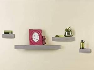 lot 20594 image: Melannco Set Of 3 Wood Shelves Grey Finish