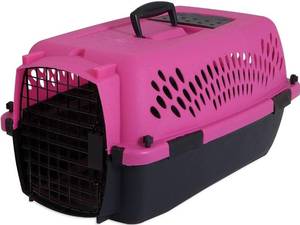 lot 20740 image: PET CARRIER- SIZE MED Grey and Pink