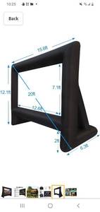 lot 20781 image: 20 Feet Inflatable Outdoor Movie Projector Screen,Blow Projector Screen Projection Screen for Outdoor Backyard - Includes Big Power Fan, Base Stakes,Tie-Downs and Storage Bag (20feet)