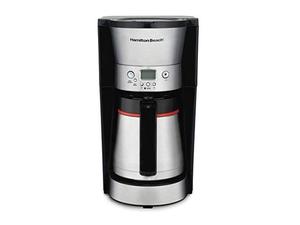 lot 20837 image: hamilton beach thermal 10-cup coffee maker, programmable, cone filter, flexible brewing, stainless steel (46899a),