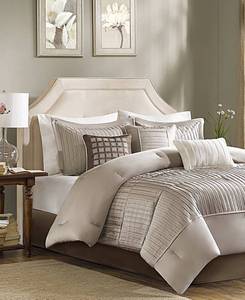 lot 20840 image: Closeout Madison Park Trinity Charmeuse 7-Pc. Queen Comforter Set Bedding