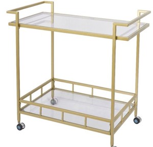 lot 20894 image: RITESUNE WINE BAR CART W 2 GLASS SHELVES AND CASTERS FOR HIME KITCHEN CLUB