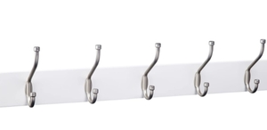 lot 20895 image: Amazonbasics Wall-mounted Farmhouse Coat Rack, 5 Standard Hooks, White