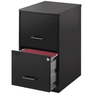 lot 13065 image: Lorell 2 Drawers Vertical Steel Lockable Filing Cabinet, Black