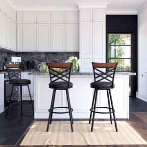 lot 13078 image: Lesley Upholstered Seat Swivel Barstool