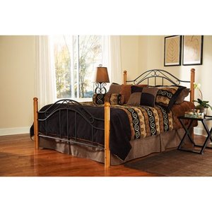 lot 13215 image: Winsloh King Bed, Medium Oak and Black (HEADBOARD)