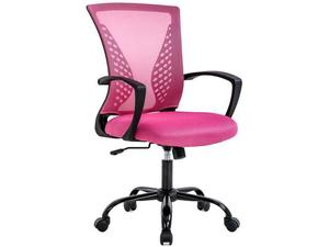 lot 44129 image: Office Chair Desk Chair Computer Chair with Lumbar Support Armrest Mid Back Rolling Swivel Task Adjustable Mesh Ergonomic Chair for Women Adults, Pink