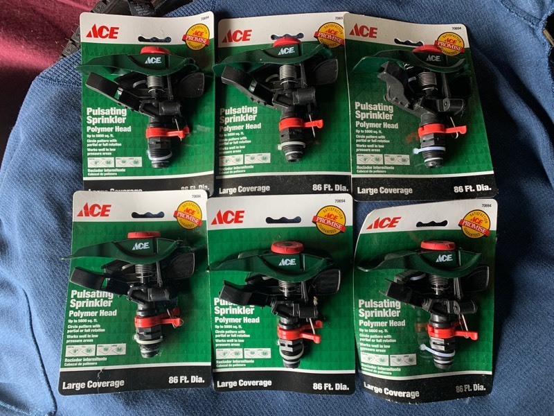 lot 19 image: Lot of 6 New Ace Pulsating Sprinkler Polymer Heads