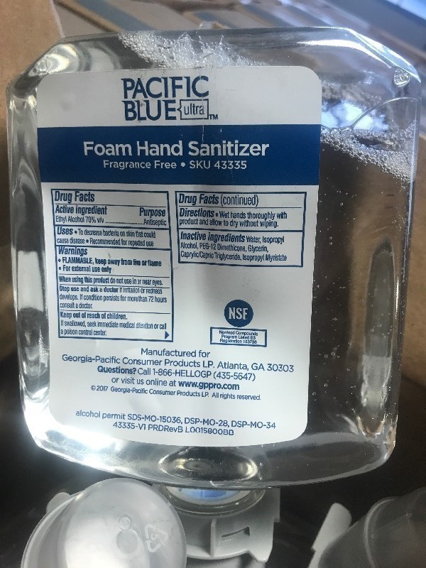 lot 220 image: Case of (4) foaming hand sanitizer refills Expiration date 92022 Retails for $80 a case