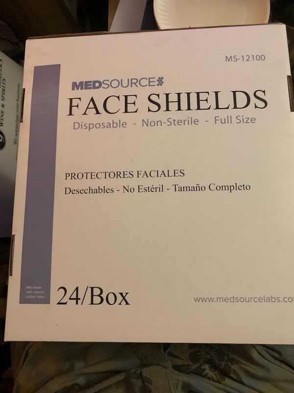 lot 258 image: 2 Boxes of MedSource Disposable Face Shields 48 Total