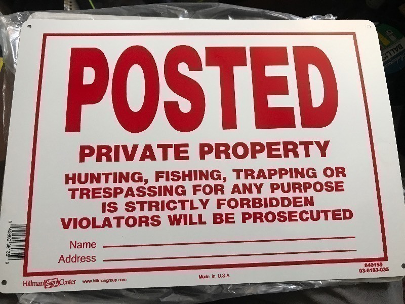 lot 317 image: Lot 6 new posted signs made of aluminum not plastic so will not deteriorate